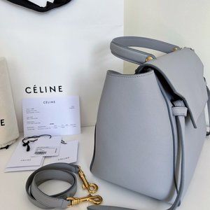 AUTH CELINE PICO BELT BAG 2-WAY GRAINED CALFSKIN LEATHER BAG PREOWNED MINT  GREEN